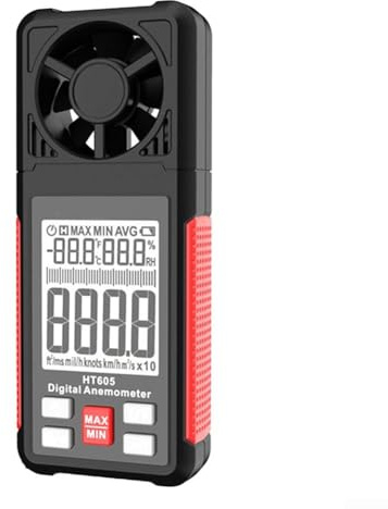Zoegneer HT605 Anémomètre numérique portable testeur de température thermomètre avec écran LCD rétroéclairé boîtier ABS 7 modes d'unité Maintien MIN fonction pour accu
