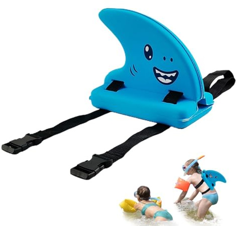 Aletas de natación para niños, aletas de tiburón para niños, dispositivo de piscina con forma de aleta, flotadores de entrenamiento de natación con correas, dispositivo de natación portátil para