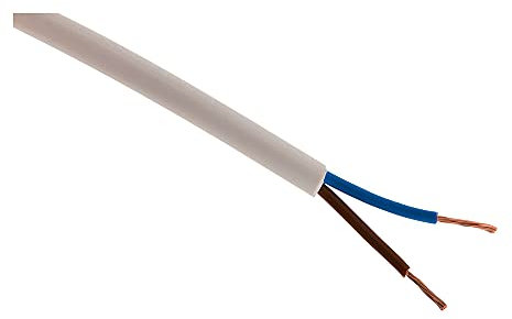 Zenitech Câble d'alimentation électrique H05VV-F 2x1mm² Blanc - 25m