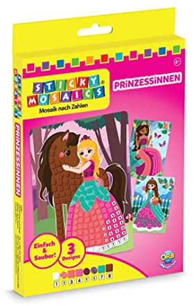 Sticky Mosaics ORB Travel Pack Prinzessinen Mosaik Klebebilder Reisespiele für Kinder Bastelset Geschenke für Mädchen & Jungen, Moosgummi Aufkleber Beschäftigung Geschenkideen Deko basteln ab 4 Jahre