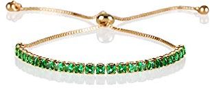 ZAVANA Adjustable Bracelets for Womens. Gold Bracelet for Women with Green Stones. Delicate Green Bracelets for Women with Adjustable Bead Fastening.
