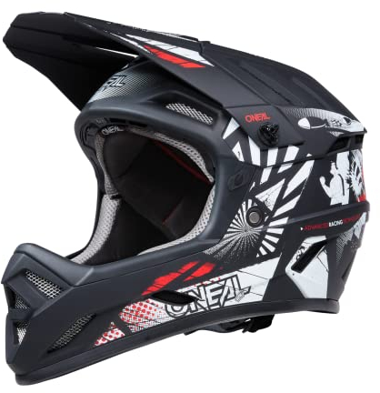O'NEAL | Mountainbike-Helm | MTB Downhill | Nach Robustes ABS, Ventilationsöffnungen für Luftstrom & Kühlung, ABS Außenschale | Backflip Helmet Boom | Erwachsene | Schwarz Weiß | Größe XXL