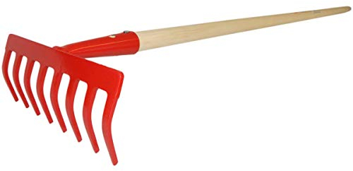 Rastrillo de jardín – 8 dientes de acero especial, estrecho con mango de madera, 150 cm de SHW-FIRE