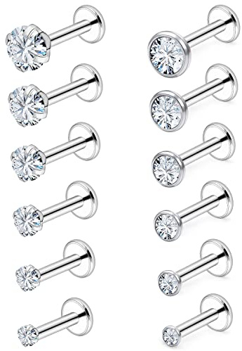 Vsnnsns 16G Lip Rings Stainless Steel Snake Bite Piercing Monroe Lip Rings Labret Medusa Piercing Jewelry Cartilage Tragus Helix Conch Lobe Earrings Studs Piercing Jewelry for Women Men Silver 8mm