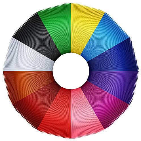 ASTARON 3D Stift Filament 1.75 PLA 12 Farben, 3d Drucker Filamente, 16,4 Ft pro Farbe Insgesamt 196.8 Ft, 1,75 mm PLA Filament 3d Druckmaterialien Set