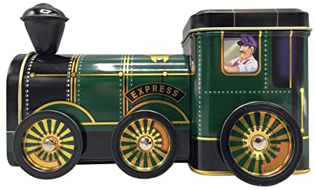 stylebox Locomotiva Express - Barattolo per biscotti, scatola di latta per biscotti e pan di zenzero, in rilievo, 400 ml, dimensioni: 18 x 7 x 9,5 cm