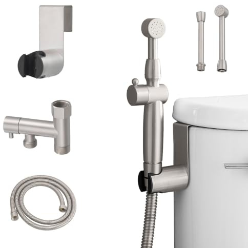 Greenspring Brushed Nickel Handheld Bidet Sprayer Attachment for Toilet Brass Cloth Diaper Sprayer Bidets for Attachment Toilet with Adjustable Length Spray Heads