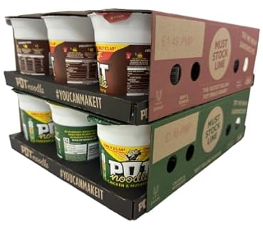 Pot Noodles Selection Pack 12 x 90g (Chicken & Mushroom and Beef & Tomato)