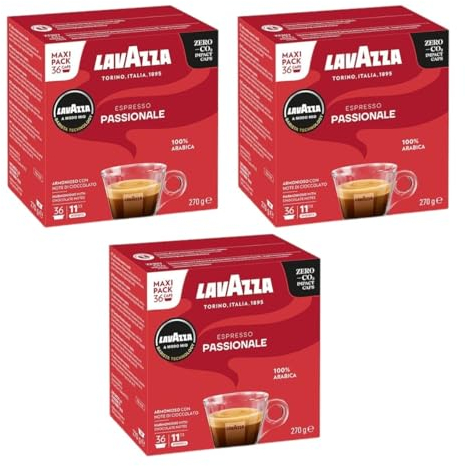 Lavazza A Modo Mio Espresso Passionale Coffee Capsules (Pack of 3, Total 108 Pods)