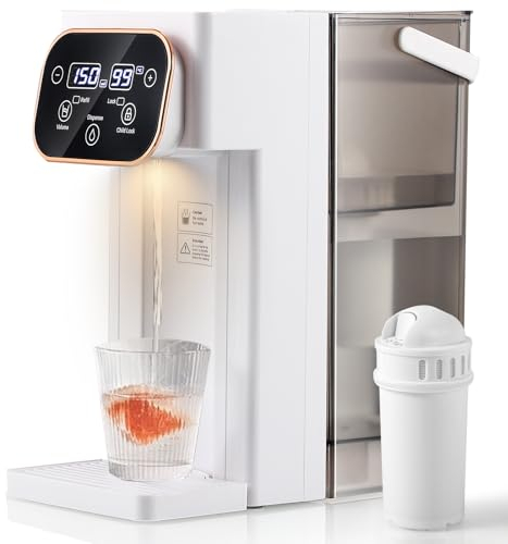 CGOLDENWALL Dispensador de Agua Caliente con Filtro, Calefacción Instantáneo, 12 Niveles de Temperatura & 8 Niveles de Volumen, 3L