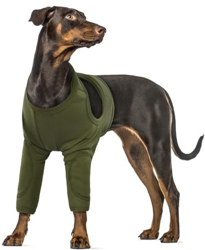 Traje de Recuperación para Perros, Body Postoperatorio Camisa de Recuperación después de la Cirugía Codera para Perros Patas Delanteras (Verde Militar, 2XL)