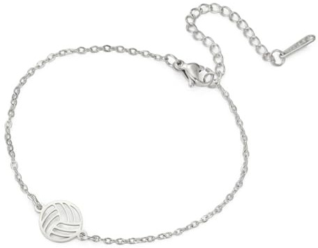 TEAMER Bracciale pallavolo Deliacate Ciondolo pallavolo in acciaio inox Moda Sport palla gioielli per gli amanti della squadra atleta allenatore di pallavolo (Argento)
