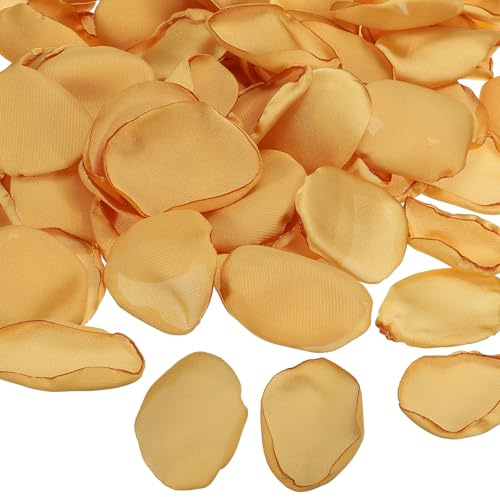 PATIKIL Rosblad i silke, 200 st konstgjorda blomblad falska rosenblad för bröllop gång utspridd brud dusch bordsdekor romantisk nattdekoration, guld