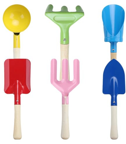 Handschaufel-Set Gartenhelfer für Kinder ab 3 Jahre, Gartenset mit Zylinder Schaufel Spaten Löffel Gabel Harke Kinder Gartengeräte Garten Werkzeuge Geräte Sandspielzeug Strand Spielzeug Gartenwerkzeug