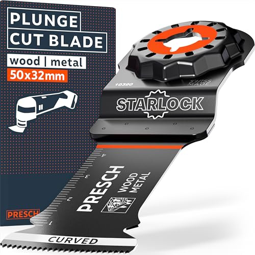 Presch Cuchilla Multiherramienta Madera y Metal 50x32mm - Accesorio Starlock para cambio sin herramientas - Corte preciso con dientes bimetálicos y diseño Curved-Ted - Accesorios multiherramienta