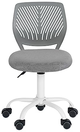 FurnitureR Sedia da ufficio colorata, seduta per computer moderna e regolabile, sedia da ufficio senza bracciolo girevole, sedia da ufficio per bambini, sala studio, ufficio a casa, grigio