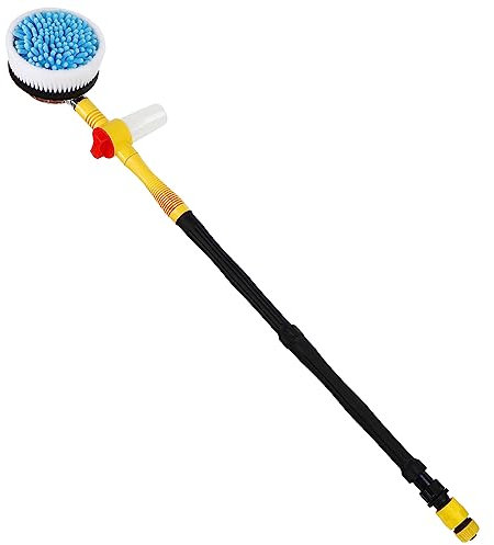NULYLU Spazzola Lavaggio Auto Automatica Rotante con Manico Lungo Mop Schiuma Alta Pressione per Veicoli e Casa Testa Morbida in Chenille Microfibra Assorbente Cura e Pulizia Multiuso