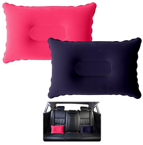 Grosion 2Pcs Blow up Pillow,Inflatable Pillow,Inflatable Pillows for Camping,Beach Pillow,Portable Ultra Light Air Camping Pillows for Outdoor Bolster Sunbed Beach (Purple/Pink)