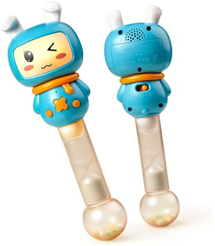 TUMAMA KIDS Sonajero Juguete Bebe, Gato Sonajeros Electrónico Con 7 Luz y Musicales En 4 Modos, Sonaglio Regalo Bebés De 6 9 12 Meses a 2 Años, Montessori Sensorial Baby Instrumentos Rattle Toys