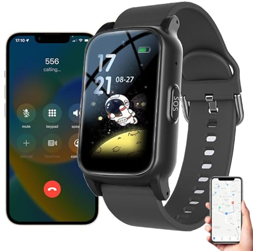 ZZwansuGE Reloj con DeteccióN De CaíDas para Personas Mayores, con FuncióN De Posicionamiento SOS + GPS, Videollamada/Llamada De Voz HD, Monitoreo De Salud, Cuidado De Personas Mayores Black