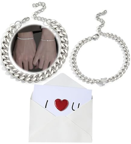ZWWOGE Pulsera de Acero Inoxidable para Pareja Cadena Cuba Ajustable Postal Te Quiero Regalo Aniversario Pareja Cumpleaños dragon