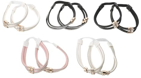 DEARMAMY 5 Paia Cinturini Elastici per Scarpe Tacchi Alto e Strass, Cinturini Staccabili al Tallone per Sandali, Accessori Anti-allentamento per Donne, Fascia Regolabile per Uso Quotidiano
