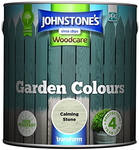 Johnstone’s - Garden Colours - Calming Stone - Exterior Wood Paint - Fade Resistant - Suitable for Garden Furniture Outdoors - Fence Paint - Dry in 2 hours - 12m2 Coverage per Litre - 2.5L