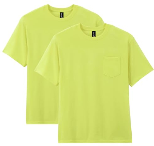 Gildan mens Dryblend Workwear T-shirts With Pocket, 2-pack T Shirt, Safety Green, X-Large US