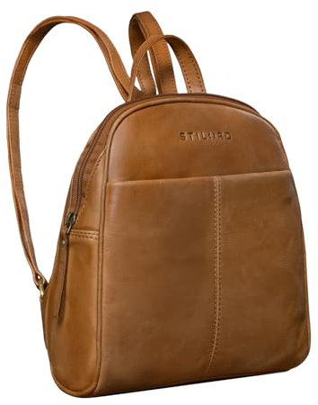 STILORD 'Charlotte' Rucksack Damen Elegant Leder Kleiner City Rucksack Vintage Rucksackhandtasche klein Daypack Freizeit Shopping Echtleder, Farbe:taranto - braun