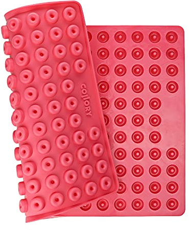 Collory Mini Donut (1,8 cm) silikonbakform för hundkex och hundgodis, chokladform, non-stick och livsmedelssäker (BPA-fri) (rosa)