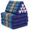 Leewadee - Bequeme Japanische Bodenmatratze - Thai Bodenliege mit Dreieckskissen - Futon Klappmatte - Thai Massagematte, XL Extra Lang, 225 x 50 cm, Blau