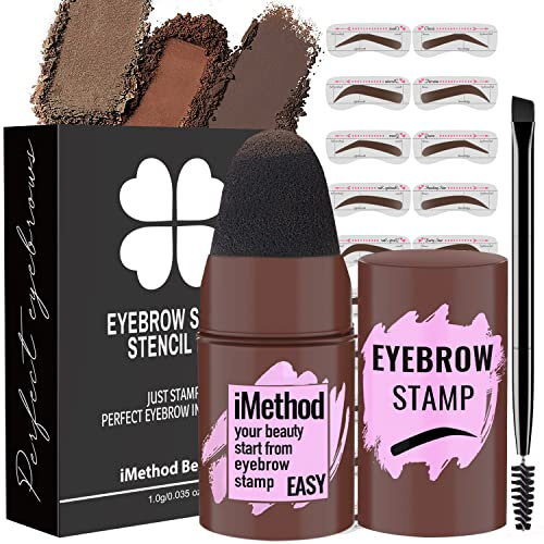 iMethod Kit Timbri Sopracciglia e Stencil Sopracciglia - per Trucco Sopracciglia Perfetto, Pomata Sopracciglia, 20 Kit Modella Sopracciglia, Facile da Usare, Lunga Durata, Marrone
