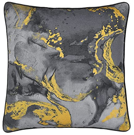 Sleepdown Cojín de algodón Decorativo Suave con Estampado de mármol metálico para decoración del hogar, sofá, Dormitorio y Coche, 45 x 45 cm, Color Gris