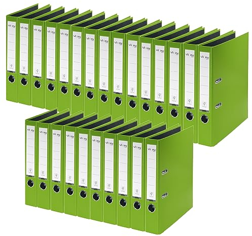 VON Leitz 5er Pack Ordner A4, Karton mit Kunststoffeinband, 80 mm Rückenbreite, Für 350 Blatt, FSC-zertifizierter Karton, Für Schule, Studium & Haushalt, Grün, 10561055