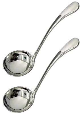 Wenkoni Small ladle,Gravy Ladle,Soup Sauce 18/10 Stainless Steel 7.9‘’ Ladle (2 Pack,Silver).
