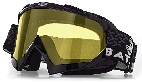 Motocross Brille Mtb Brille Dirt Bike ATV Crossbrille goggle Sicherheit Tactical Riding Motorradbrillen für Herren Damen Jugend (Schwarz Gelb, Large)