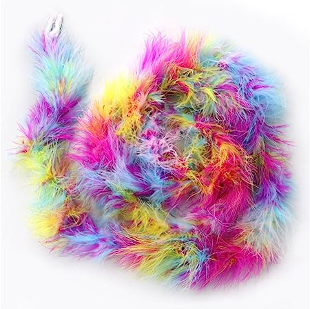 Yurosiay 2 m × 8 cm - Boa en plumes de dinde naturelles multicolores - 16 g - Guirlande moelleuse faite à la main - Pour travaux manuels, couture - Multicolore