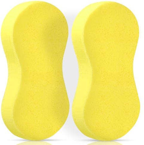 ROJINKADE 2PCS Jumbo Sponges Car Sponges for Washing, Yellow Large Sponge for Car Cleaning/Washing Windows, Car Wash Sponges Anti Scratch for Bodywork, Windscreen, Wheels, Car Exterior