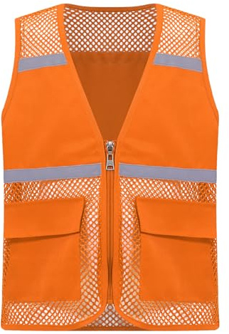 Runhomal Niño Niña Niño Chaleco de Seguridad Reflectante Alta Visibilidad Deportes Ciclismo Senderismo, naranja, 11-12 Años