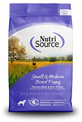 NutriSource Puppy Food for Small and Medium Breeds, Chicken Meal and Rice, 12LB