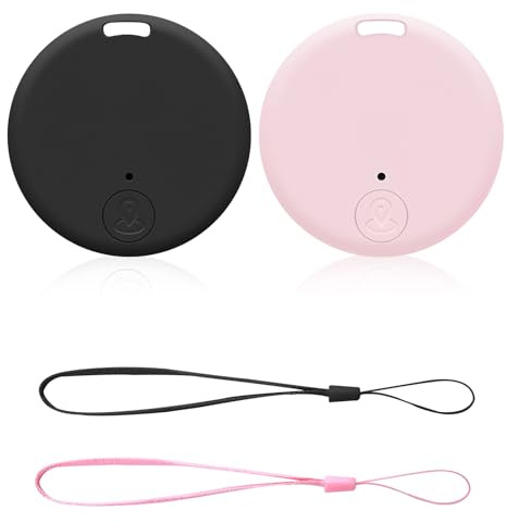 Localisateur de Clés 2 Pack | Porte Clé GPS Tracker Bluetooth 5.2 Key Finder Smart Tag Compatible iOS et Android | Localisateur d'objets pour trouver des clés | Matériau Robuste (Rose et Noir)