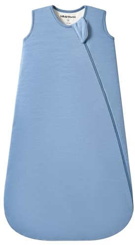 HEDSYOUHH 1.0 Tog Baby Sleep Sack, Wearable Blanket for Infants & Toddlers, Bamboo Rayon, 2-Way Zipper, Sleeping Bag for Newborn Babies, Lightweight for Spring & Autumn,Blue,L