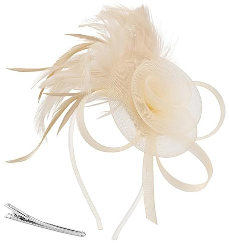 Damfascinatorklämma och pannband Elegant håraccessoar i fjädernät för bröllop/tävlingar Möhippa Tebjudning Ascothatt Veganskt läderbas