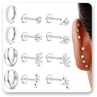 MILACOLATO 16G Piercing Tragus Mujer Acero Inoxidable Piercing Oreja Helix Labret Roscado Interno Piercings Labio CZ Hipoalergénico Medusa Pendiente Pequeño Conch Cartílago Plata