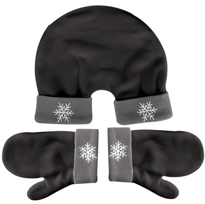 Romantiska snöflingehandskar - set med 3 vinterhandskar för parälskare, tjocka handskar för att hålla händerna, festlig juldesign | För män och kvinnor partner present till, Svart,