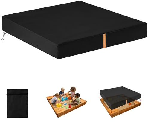 AOOWU Barnsandlåda, 210D Oxford-skyddskåpa med dragsko och reflekterande remsor, vattentätt sandlåda överdrag för sandlåda, spelstaket och sandlåda (200 x 200 x 20 cm)