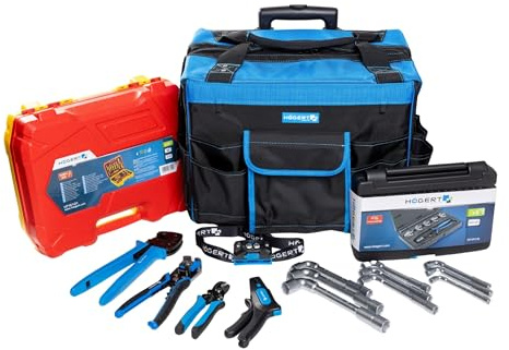 HÖGERT TECHNIK - Set di utensili professionali per elettricisti, installatori e montatori di impianti fotovoltaici, set di montaggio da 9 pezzi con borsa porta attrezzi su ruote