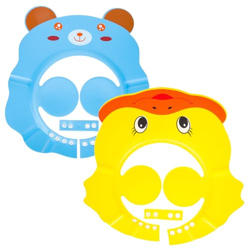 Tofficu Gorro de Ducha Ajustable para Bebés y Niños, 2 Piezas de Eva, Fácil de Usar y Protege los Oídos Durante el Baño