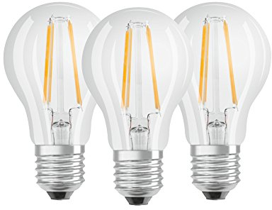 Osram Base CLAS A Lampada LED E27, 6.5W = 60 Watt , Bianco (Cool White), 3 Lamp.