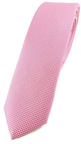 TigerTie Modische schmale Designer Krawatte in schweinchenrosa fein gepunktet